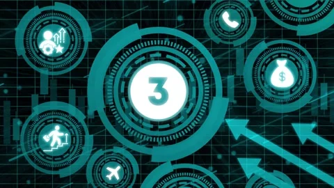 Number 3 Icon concept. Financial success concept on virtual screen. Busines.. Video stock 327758319