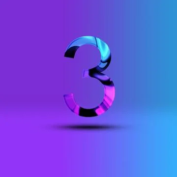 Number 3 illustration . Creative synthwave cyberpunk design elements. Isolate Ilustração Stock
