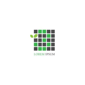 Number 3  logo icon with leafs on squares design Stock Illustration
