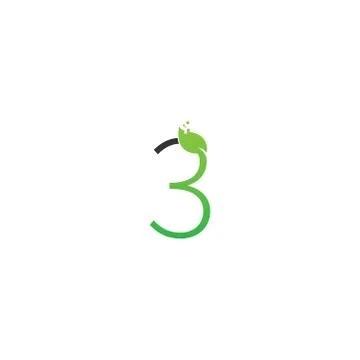Number 3 logo leaf digital icon design concept Stock Illustration