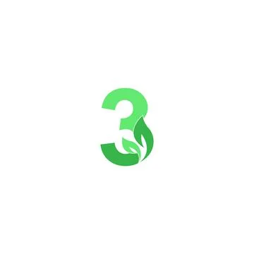 Number 3 logo leaf icon design concept Stock Illustration