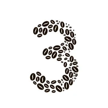 Number 3 made of coffee beans vector set 库存插图