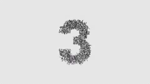 Number 3 Made of Numbers. 3D Font Number Animation with Alpha Channel Stock Footage 302170538