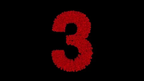 Number 3 made of red roses Stock Footage 74167012