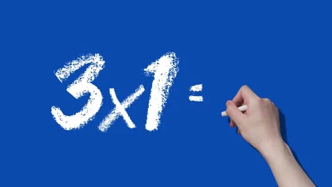 Number 3 Multiplication Table, Handwritten Animation, Blue Background Stock Footage 287846101
