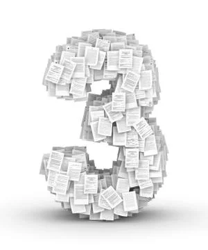 Number 3, page documents font Stock Illustration