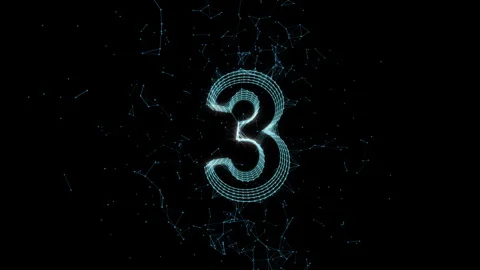 Number 3 Plexus Line And Dots Connection on Dark Background Stock Footage 346114942