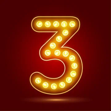 Number 3 with realistic lamp, vector illustration. can be used for christmas Stock Illustration