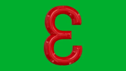 Number 3 rotating on a green background in a red shiny colour loop Stock Footage 265149067