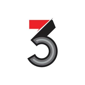 Number 3 simple geometric circle logo vector Stock Illustration