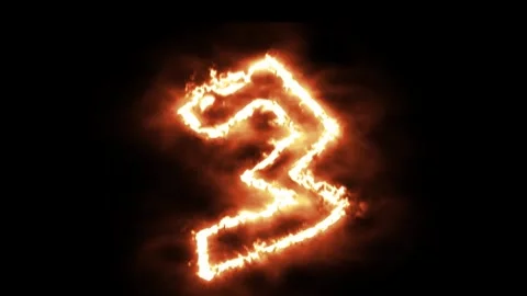 Number 3 text fire effect Stock Footage 325359249