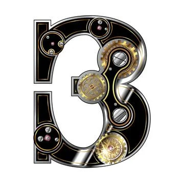 The number 3 is three in the steampunk style. Stock-Illustration