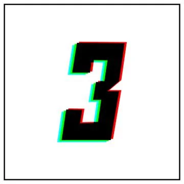 Number 3, three vector desing logo.Dynamic, split-color, shadow of  number re Stock Illustration