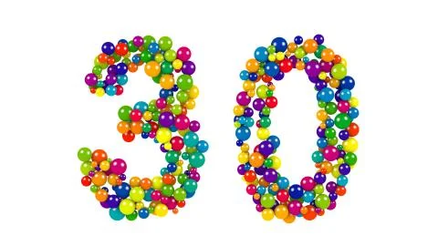 Number 30 formed of decorative rainbow balls Stock Illustration