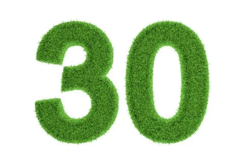 Number 30 with a green grass texture Stock Illustration