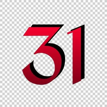 Number 31 on transparent background red color Stock Illustration