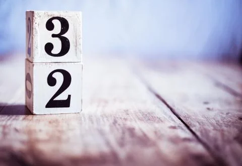 Number 32, thirty two, three and two - date, anniversary, birthday Stock Photos