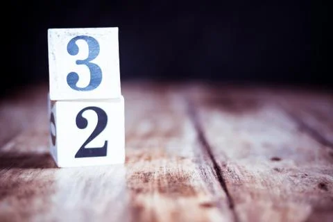 Number 32, thirty two, three and two - date, anniversary, birthday Stock Photos
