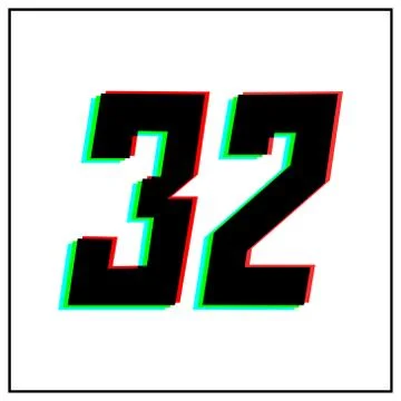 Number 32, thirty two vector desing logo.Dynamic, split-color, shadow of  num Stock Illustration