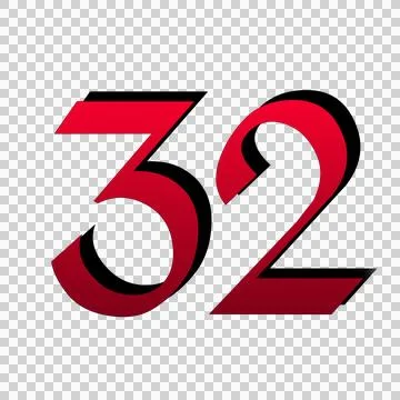 Number 32:on transparent background red color Stock Illustration