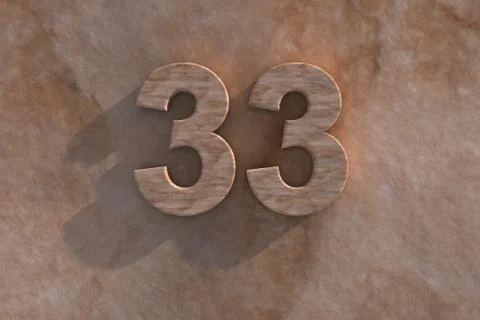 Number 33 carved from marble on marble base Stock Illustration