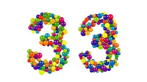 Number 33 in a decorative design of round balls Stock Illustration