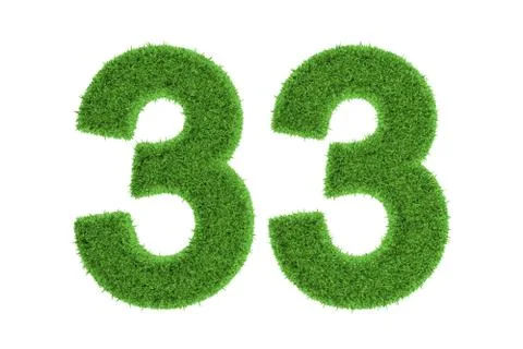 Number 33 with a green grass texture Stock Illustration