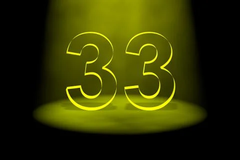 Number 33 illuminated with yellow light Stock Illustration