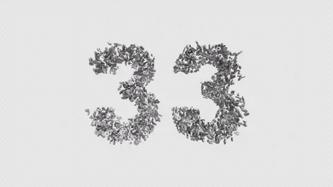 Number 33 Made of Numbers. 3D Font Number Animation with Alpha Channel Video stock 302173138