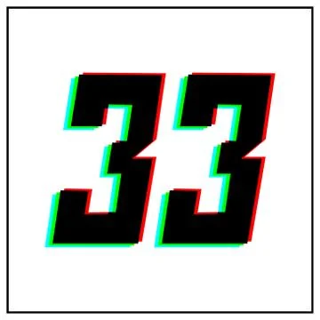 Number 33, thirty three vector desing logo.Dynamic, split-color, shadow of  n Illustrazione stock