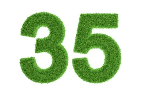 Number 35 with a green grass texture Stock Illustration