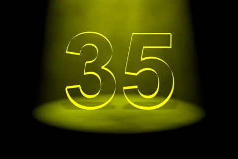 Number 35 illuminated with yellow light Stock Illustration