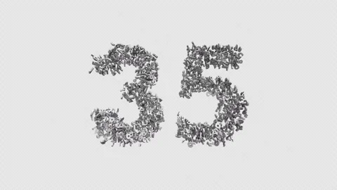 Number 35 Made of Numbers. 3D Font Number Animation with Alpha Channel Video stock 302173412