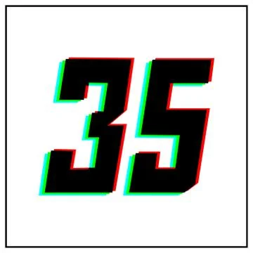 Number 35, thirty five vector desing logo.Dynamic, split-color, shadow of  nu Stock Illustration