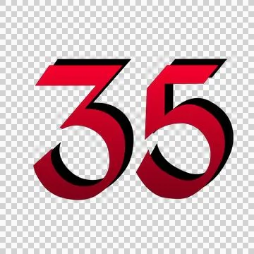 Number 35 on transparent background red color Stock Illustration