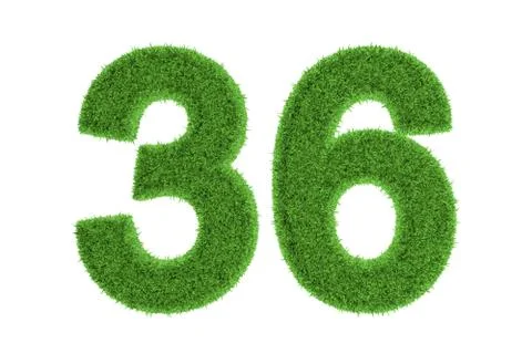 Number 36 with a green grass texture Stock Illustration