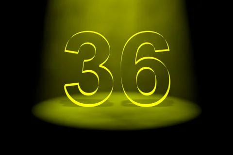 Number 36 illuminated with yellow light Stock Illustration