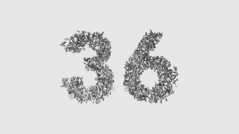 Number 36 Made of Numbers. 3D Font Number Animation with Alpha Channel Stock Footage 302173433
