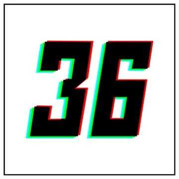 Number 36, thirty six vector desing logo.Dynamic, split-color, shadow of  num Stock Illustration