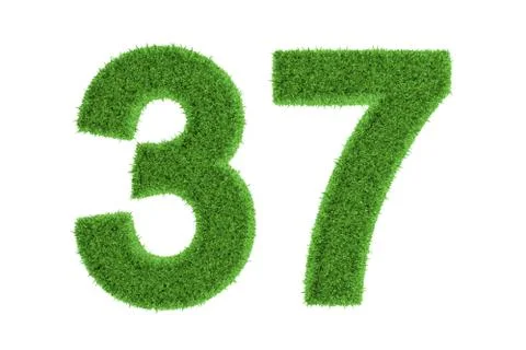 Number 37 with a green grass texture Stock Illustration