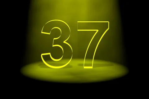 Number 37 illuminated with yellow light Stock Illustration