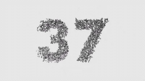 Number 37 Made of Numbers. 3D Font Number Animation with Alpha Channel Stock Footage 302173464
