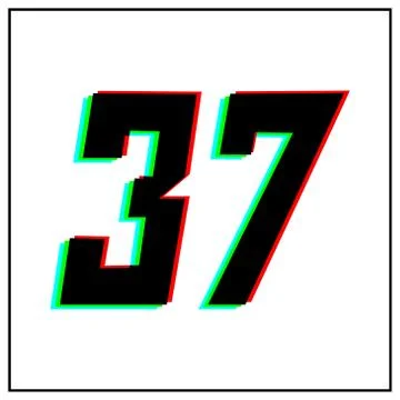 Number 37, thirty seven vector desing logo.Dynamic, split-color, shadow of  n Stock Illustration