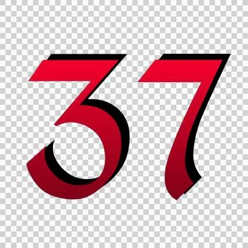 Number 37 on transparent background red color Stock Illustration