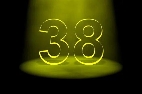 Number 38 illuminated with yellow light Stock Illustration
