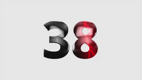 Number 38 with lightning, alpha channel, number thirty eight Video stock 276351546
