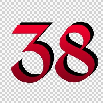 Number 38 on transparent background red color Stock Illustration