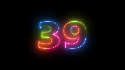 Number 39 animated with neon light effect Vidéo 330512004