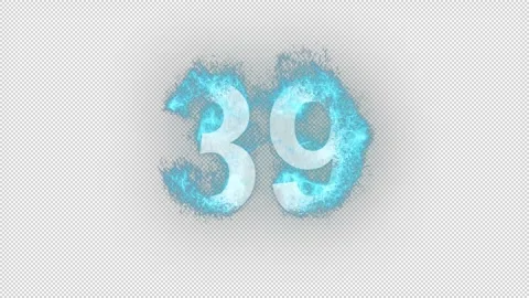 Number 39 in blue fire with alpha channel, number thirty nine Stock Footage 264759227