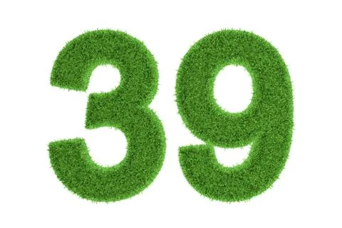 Number 39 with a green grass texture Stock Illustration